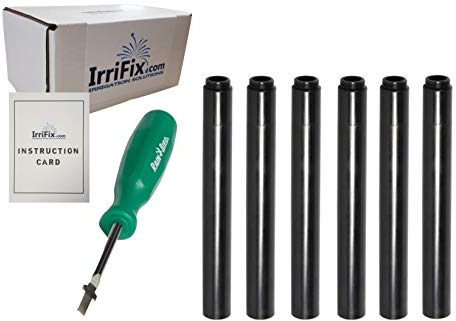 Irrifix Box Set - Rain Bird Popup Riser Extensions 1800EXT | RainBird Universal Sprinkler Extenders | Set of 6 with Instruction Card & RotorTool Screwdriver