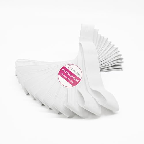 Dreamlover Goma para Cintura, Cinta de Costura Elástica, Blanca 25mm x 5.5m | Ajustable para pelucas, suave, resistente, tira flexible, fijación cómoda, ideal ropa, proyectos bricolaje