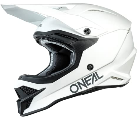 O'NEAL | Motocross-Helm | MX Enduro | Schale aus ABS, Lüftungsöffnungen für optimale Belüftung & Kühlung | 3SRS Helmet Solid | Erwachsene | Weiß | Größe L