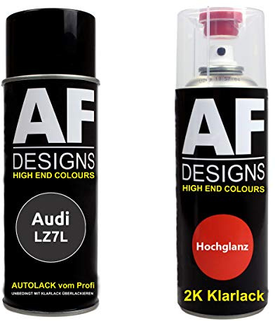 Spraydose Set für Audi LZ7L Lavagrau Perl 2K Klarlack | Autolack-Spraydosen-Set für Audi Farbcode: LZ7L Lavagrau Perl