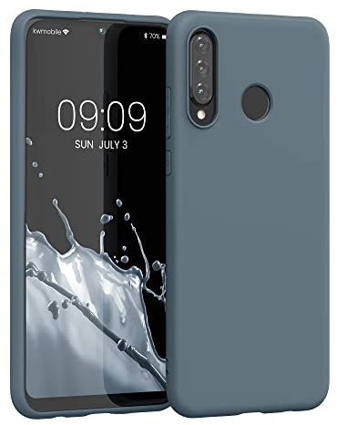 kwmobile Hülle für Huawei P30 Lite TPU Case - Handyhülle unterstützt kabelloses Laden, Flexible Schutzhülle, gummiertes Cover in Dunkler Schiefer