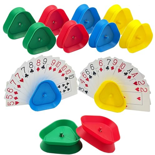 SEETOOOGAMES Playing Card Game Holders - Little Hands Free Triangle Shaped Poker Tray - 12 Pieces