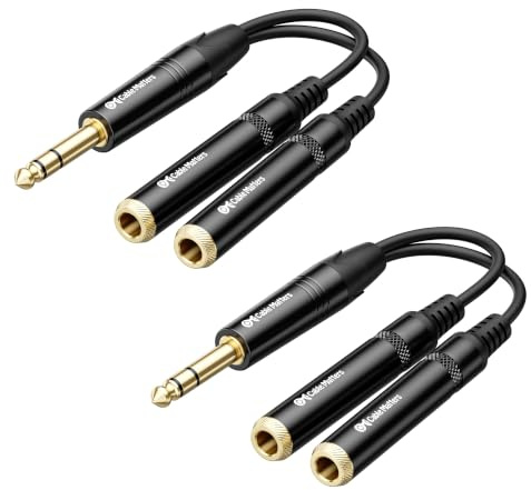 Cable Matters Conf. da 2 cavi splitter TRS maschio a 2 TRS, 0,2 m, Nero | 1X TRS maschio a 2x TRS femmina, Cuffie-splitter, 1/cavo 4 pollici audio, Audioadattatore
