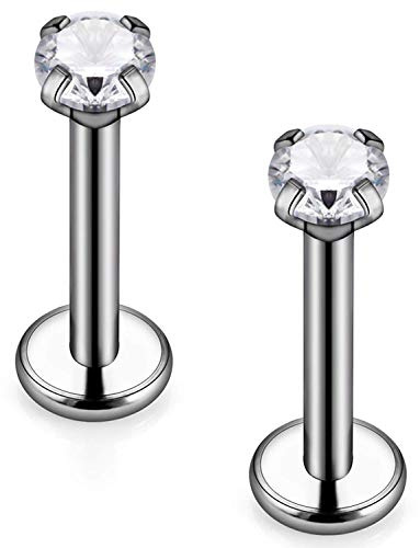 FECTAS 2er Titan Lippenpiercing Labret Stecker 16G 6/8/10mm Monroe Medusa Helix Tragus Lippe Stecker Piercing