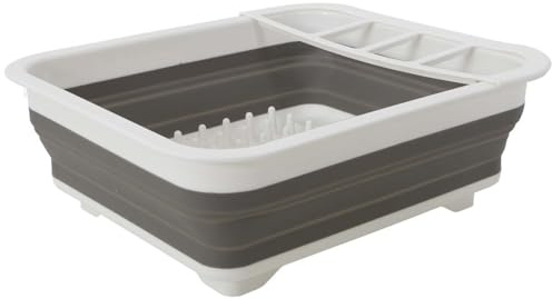 Gimex Camping Geschirr Abtropfgestell Geschirrablage grau - weiß 38 x 29 cm faltbar