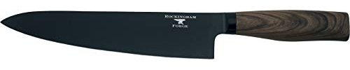 Rockingham Forge Forester Series 8 Chef's Kitchen Knife Stainless Steel Blade with Black Oxide Coating Ergonomic Wooden Handle Black, Dark Wood Effect, RF-6185P