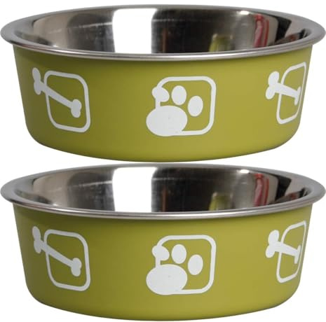 Karlie Stainless Steel Dog Bowls, 2200ml, Set of 2, Extra Large Non-Slip Silicone Base