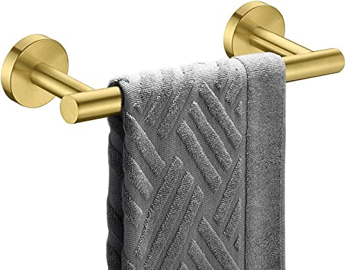 YUET Towel Rail 23CM Brushed Gold Hand Towel Holder Bar Bathroom Holders For Bathrooms Kitchen Dish Cloths Hanger 304 Stainless Steel RUSTPROOF Wall Mounted 9'' Brass
