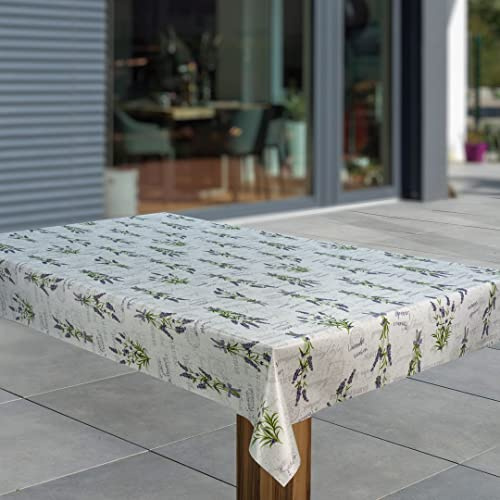 laro Wachstuch-Tischdecke Abwaschbar Garten-Tischdecke Wachstischdecke PVC Plastik-Tischdecken Eckig Meterware Wasserabweisend Abwischbar, Muster:Lavendel Blumen Lila, Größe:100x140