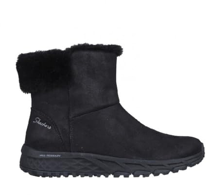 Skechers Escape Plan Cozy Collab, Stivali Donna, Black Microleather Faux Fur, 36 EU