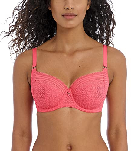 Freya Women's Viva Lace Underwire Side Support Bra Full Coverage, Opaque, Sunkissed Coral, 34F