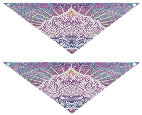 2 Stück Hundehalstücher Haustier Bandana Schal Druckknopf Dreieck Lätzchen Halstuch Set Haustier Urlaub Zubehör Dekor für kleine bis große Welpen Hunde Katzen Medium All Seeing Eye Lotus