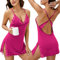 Giorzio Women Chemise Lingerie Sexy Nightie Full Slips Lace Babydoll Sleepwear Dress Rose Red,XL