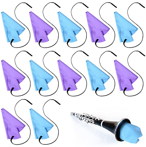Lallisa 12 Pcs Clarinet Swab Cleaning Cloth Swab for Inside Tube Cloth Clarinet Cleaner Pull Through Instrument Fabric with Weighted String for Flute Piccolo Sax Saxophone(Blue, Purple)