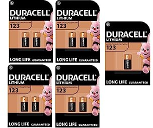 9 pilas Duracell 123 de litio (4 blísters de 2 baterías + 1 blíster de 1 batería) 9 pilas (CR123 / CR123A / CR17345)
