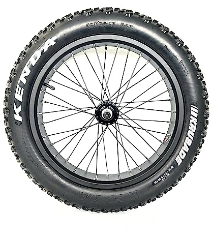 20''x4.0 Fat Bike Rear Wheel Assembly with Tire and Hub and Spokes Black Alloy Aluminum Snow Bicycle Folding Fatbike Wheel Assembly 20 Bolt On