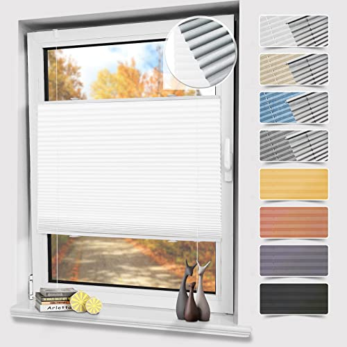Plissee ohne Bohren Verdunkelung Thermo Plissees Klemmfix Weiß B105 x H130 cm - Verdunklungsplissee Plisseerollo Blickdicht & Sichtschutz für Fenster & Tür