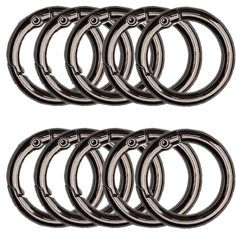 XCSJ 10pcs 49mm Runde Karabiner Schwarz Sehr Robust Zinklegierung Runde Karabiner Karabiner Ring Karabiner Rund Karabinerhaken Rund Für Schlüsselanhänger, Tasche, DIY Handwerk Machen