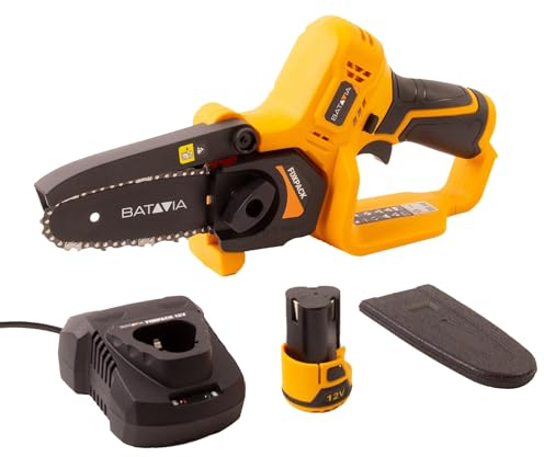 Batavia Mini-Kettensäge Nexxsaw®-Set - Inkl. 2.0 Akku / 2.4 Ah Ladegerät - Perfekte kompakte Kettensäge zum Beschneiden von Bäumen und Zerkleinern von Grünabfällen. - Fixxpack