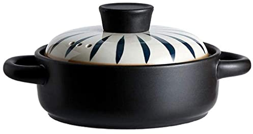 KANBUN Ceramic cooking pot 1.5Liter Moroccan Pot Clay High Temperature Resistance Anti-Scalding Handle Slow Cooker Smooth Glazed Surface,C (A),Cookware