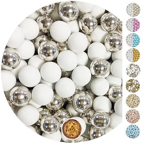 EinsSein 0,7kg Crispy Schokoperlen Mix large weiss-silber glanz Herz Schokodragees Gastgeschenke Weihnachten Hochzeit Schokolinsen Hochzeitsmandeln Weihnachtskugeln Candy Bar Süssigkeiten Nikah Sekeri
