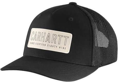 Carhartt Herren Rugged Flex Canvas Mesh Back 1889 Patch Cap, Schwarz, Einheitsgröße