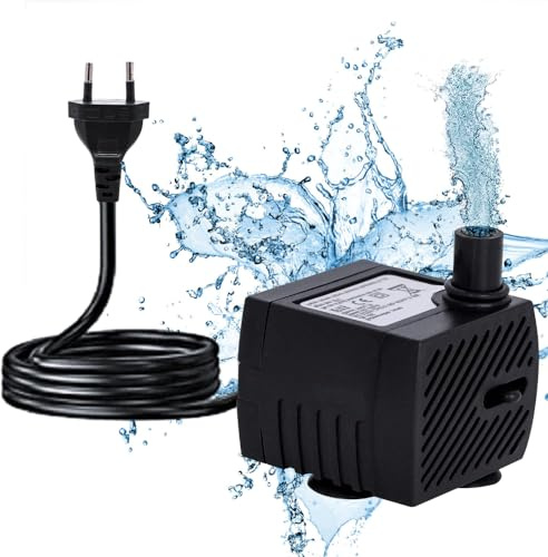 Mizikuu Pompa Acquario 200L/H, Fontanella Per Gatti, Sommersa 1,5m, Super Silenziosa
