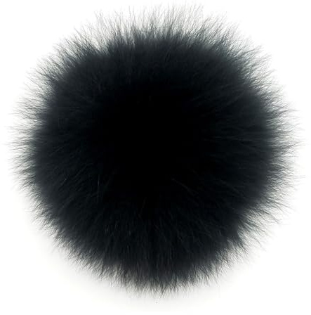 Wisafory Fuchs Pelz Pompon Ball Fellbommel Bommelbälle Bommel Flauschige Pom Pon Fuchs Plüschbälle Fellpompon zum Basteln Bommeln Zubehör für Mützen Beanies und Tasche Schwarz | Weiche Plüschbommel, flauschige Optik, Basteln, Stricken, Hut Dekoration, Taschen Accessoires, Schwarz