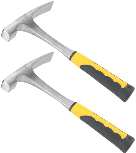 JOIKIT 2 Pack 29oz Brick Hammer, Flat Head Rock Pick Masonry Hammer, Double Head Small Geological Forged Hammer for Mining, Prospecting