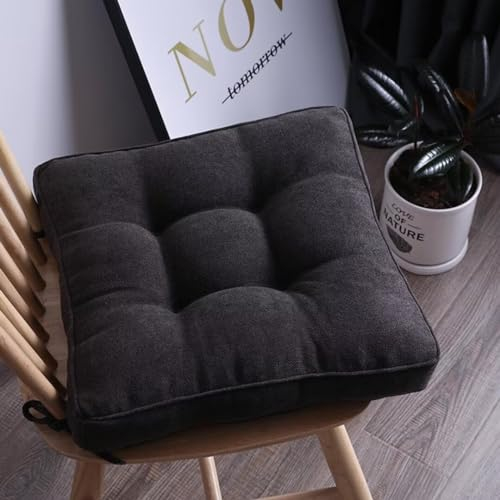 2er Set Stuhlkissen mit Bändern, Sitzkissen Boden für Indoor und Outdoor, Waschbare Stuhlauflage für Bank und Stuhl, Bodenkissen für Zuhause Büro Küche Esszimmer,Dunkles Curry,Quadrat, 45x45cm