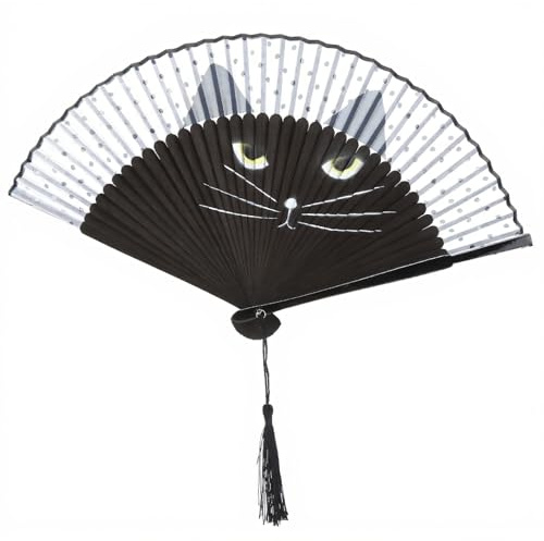 Vvikizy Eventail Chat handf?Cher Faltbarer Ventilator mit Katze handf?Cher Eventail-Motiv solfj?der Chat solfjäder Katze, Faltf?Cher, bemalt, Tintenstrahl, Ventiladores de pantalla