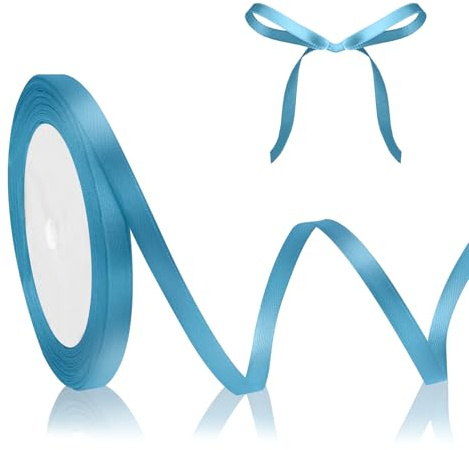Hellblau Geschenkband Blau Satinband Himmelblau 23m, 6mm Breite, Schleifenband Blau, Dekoband Stoffband für Hochzeit Halloween Weihnachten Taufe Geburtstag DIY-Handwerk Geschenkverpackung Seidenband