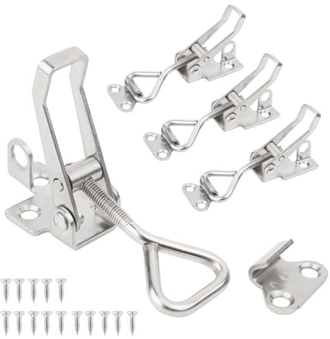 Dfuqanb 4 Stück Spannverschluss Set, Spannverschlüsse, Kniehebelspanner, Hebelverschluss, Sicherheitsverschluss, Kappenschloss, Sicherheitsverschluss, Kappenschloss, für Schrank Tür Kisten