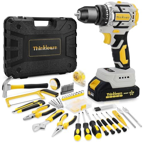 Juego de herramientas de taladro sin escobillas de 20 V: taladro eléctrico inalámbrico con batería de 2.0 Ah, kit de herramientas de taladro combinado de 119 piezas para hombres, portabrocas sin llave