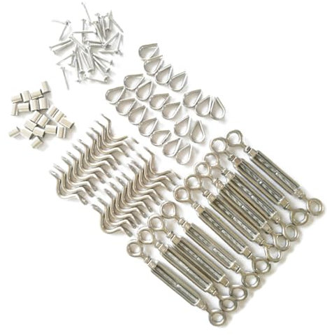 GLEAVI 110pcs Stainless Steel Turnbuckle Kit Tension Wire Kit for Trellis Wire Fixings