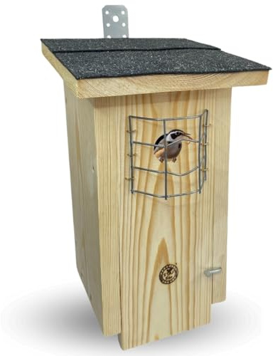 STAFECO Nistkasten Meisen – Brutkasten für Blaumeisen & Kohlmeisen, Wetterfest & Massivholz, mit Dachpappe & Metall-Schutz, Vogelhaus zum Aufhängen