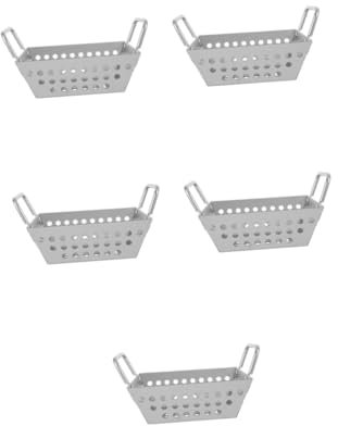Juego de cestas de acero inoxidable para parrilla al aire libre, 5 cestas de parrilla de verduras y accesorios para barbacoa, color plateado