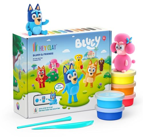 HEY CLAY Bluey & Friends - Pasta modellabile ad aria per bambini, kit creativo di arti e mestieri 3+ (15 scatole)
