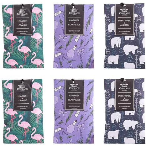 Guyode 6 Pezzi Sacchetti Profumati per Armadio Naturale Profumatori Cassetti Profumazione di Lunga Durata Profumati per Guardaroba Design del Cordino si Applica a Negli Armadi Cabine Armadio (B)