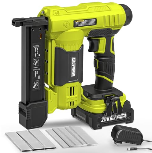 ALLOYPOWER 2 in 1 Cordless Brad Nailer/Electric Stapler with 2.0Ah Battery and Charger,1000pcs Nails and 500pcs Staples Included for Home Improvement & Woodworking