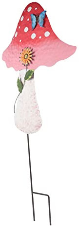 FONDOTIN Metal Mushroom Insert Outdoor Garden Decor Decorative Stake Mushroom Shaped Statue for Garden Pathway Patio Lawn