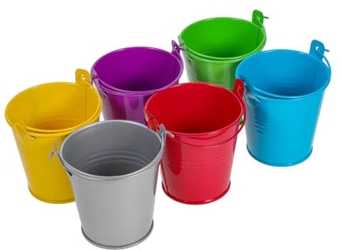EXQUIMEUBLE 6 Stück Kleiner Metalleimer Aus Weißblech Mit Griffen Bunte Blumentöpfe Und Pflanzkübel Für Kinder Tragbare Kleine Blecheimer Für Strand Picknick Und Dekoration