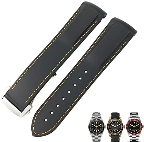 20mm 22mm Gummi -Klapp -Schnalle -Uhr -Gurt schwarze blaue rote Uhrenbänder für Tudor Black Bay für Männer Armband