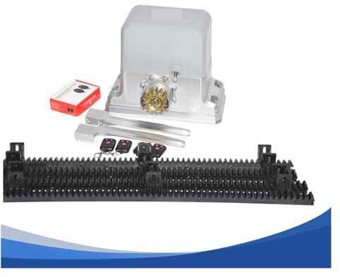 Kit de Apertura de Puerta, Motor de abridor de puerta corredera eléctrico KMP202 de alta resistencia, 1800KG, Motor de abridor de puerta GSM con estante de riel de nailon de 4m o 5m(KI8)