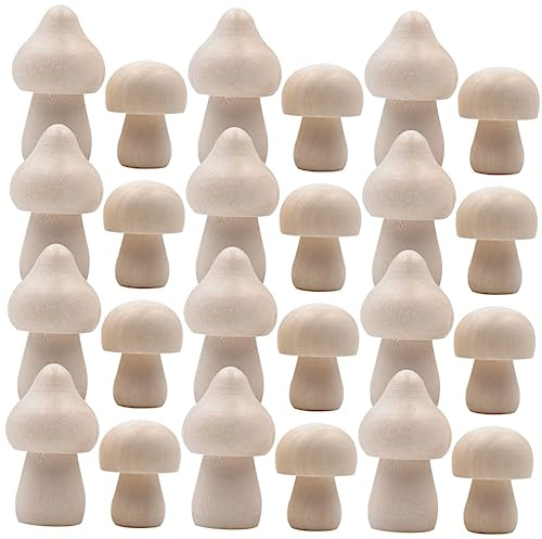 ERINGOGO 40pcs Unfinished Wooden Mushroom Crafts DIY Unpainted Art Ornament