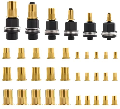 Holtrae 6 Piezas Tuercas Remachables Juego Contiene Accesorio Tuercas 66 Piezas M3 M4 M5 M6 M8 M10 Acero de Alto Remaches Roscados Cabezales para Remachar a Mano Insertables Remachadora Manual