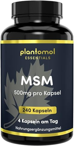MSM Kapseln hochdosiert - Methylsulfonylmethane MSM - plantomol® Essentials | MSM Tabletten hochdosiert - MSM 2000mg Methylsulfonylmethan Kapseln pro Tagesdosis - 2 Monatsvorrat - MSM Schwefel Kapseln