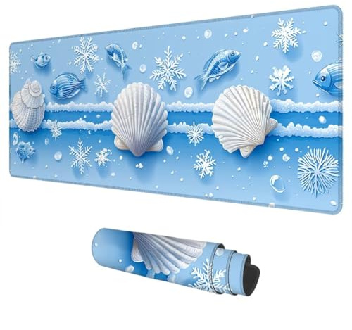Alfombrilla Ratón Azul Mouse Pad XXL 1000x500 mm Caparazón Impermeable Mousepad Alfombrilla Gaming Tapete Escritorio de Goma Antideslizante Desk Mat con Bordes Cosidos para Gaming Regalo Hombre I-88