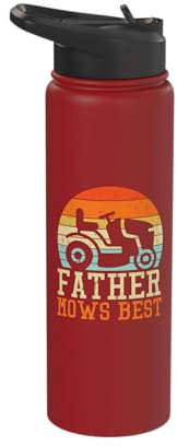 Father Mows Best Riding Lawn Mower Fathers Day Dad Papa Joke Stainless Steel Insulated Water Bottle