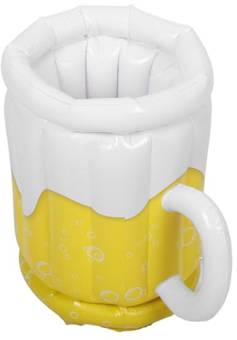 SHINEOFI Inflatable Ice Bucket Cooler for Outdoor Parties, Extra Large Pvc Thickened Drink Bucket with Summer Beverage Cooler for Beer, Wine, Soft Drinks, and Fruit in White and Light